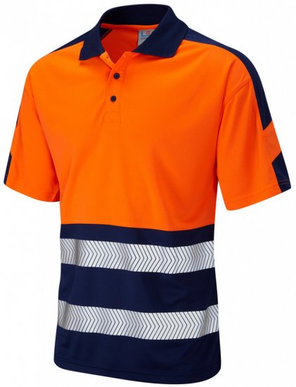 Leo Watersmeet Coolviz Plus Polo Hi-Vis Orange/Navy - Работно облекло - мъжки работно облекло големи размери
