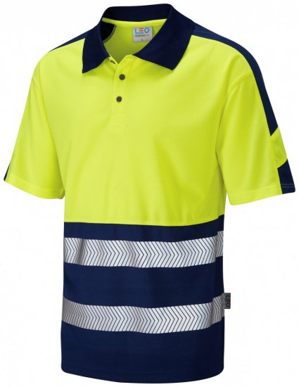 Leo Watersmeet Coolviz Plus Polo Hi-Vis Yellow/Navy - Работно облекло - мъжки работно облекло големи размери