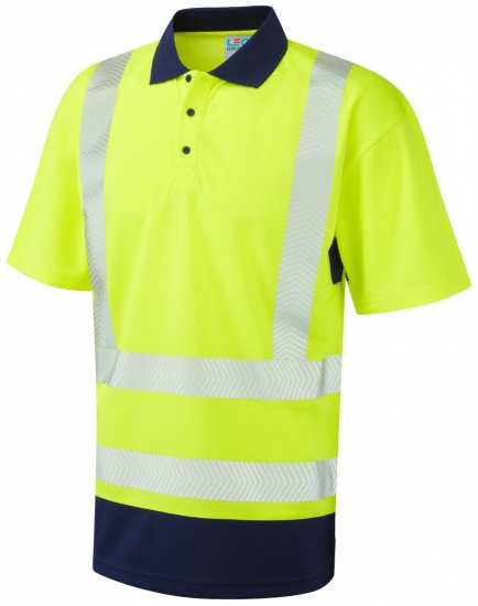 Leo Mortehoe Coolviz Plus Polo Hi-Vis Yellow/Navy - Работно облекло - мъжки работно облекло големи размери