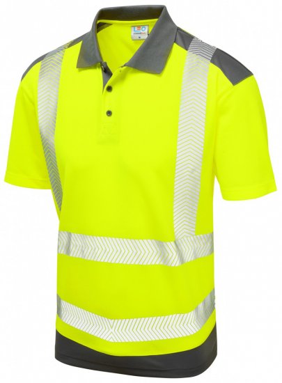 Leo Peppercombe Coolviz Plus Polo Hi-Vis Yellow/Grey - Работно облекло - мъжки работно облекло големи размери