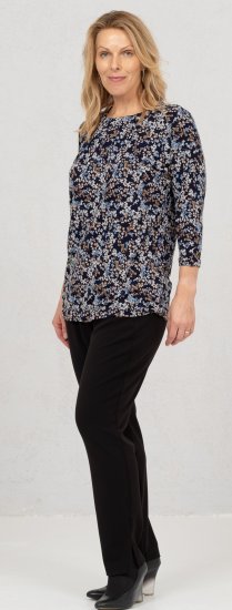 Scandinavian Caramel Tiny Flower Petals Blouse Light Blue - Печатни тениски за жени - 