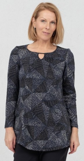Scandinavian Caramel Triangles Tunic Dark Blue - Печатни тениски за жени - 