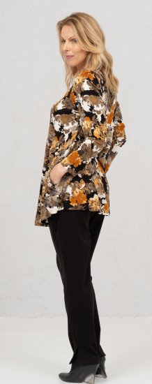 Scandinavian Caramel Flower Petals Tunic Orange and Brown - Печатни тениски за жени - 