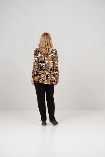 Scandinavian Caramel Flower Petals Tunic Orange and Brown - Печатни тениски за жени - 