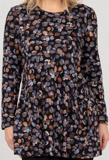 Scandinavian Caramel Flower Petals Tunic Copper and Blue - Печатни тениски за жени - 