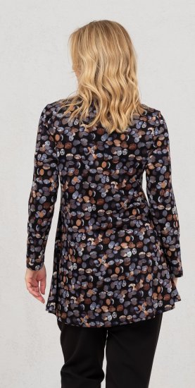 Scandinavian Caramel Flower Petals Tunic Copper and Blue - Печатни тениски за жени - 