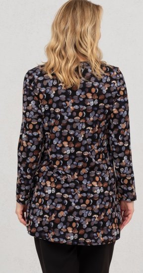Scandinavian Caramel Flower Petals Tunic Copper and Blue - Печатни тениски за жени - 