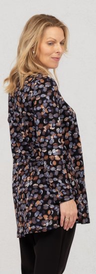 Scandinavian Caramel Flower Petals Tunic Copper and Blue - Печатни тениски за жени - 