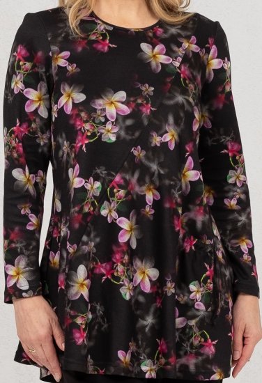 Scandinavian Caramel Flowers Tunic Red and Pink - Печатни тениски за жени - 