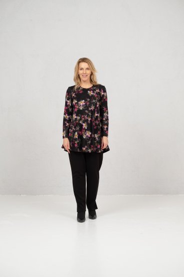 Scandinavian Caramel Flowers Tunic Red and Pink - Печатни тениски за жени - 