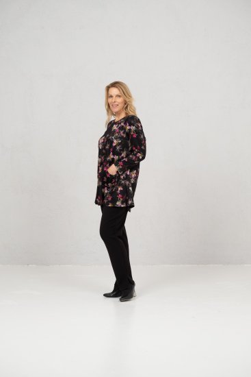 Scandinavian Caramel Flowers Tunic Red and Pink - Печатни тениски за жени - 
