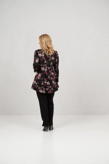 Scandinavian Caramel Flowers Tunic Red and Pink - Печатни тениски за жени - 