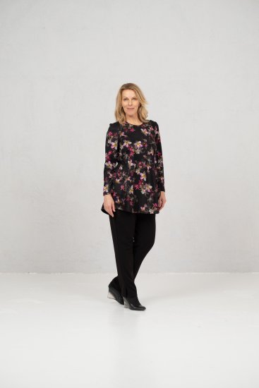 Scandinavian Caramel Flowers Tunic Red and Pink - Печатни тениски за жени - 