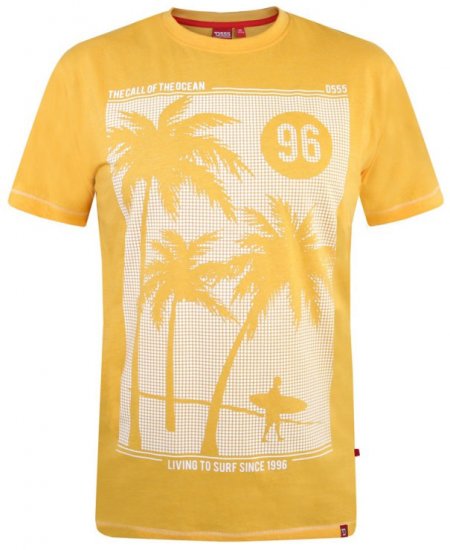 D555 Kansas T-shirt Yellow - Тениски - мъжки тениски големи размери