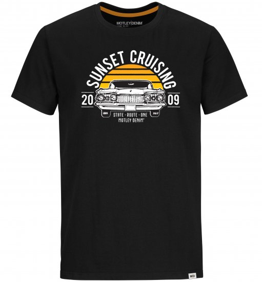 Motley Denim Plymouth T-shirt Black - Тениски - мъжки тениски големи размери