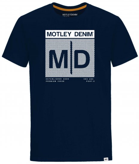 Motley Denim Poole T-shirt Navy - Тениски - мъжки тениски големи размери