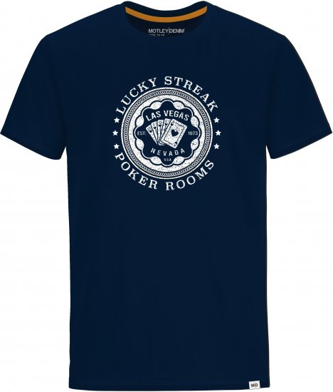 Motley Denim QUEENS T-shirt Navy - Тениски - мъжки тениски големи размери