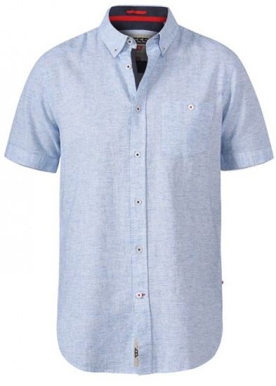D555 Reid 1 Linen Mix Short Sleeve Shirt Sky Blue - Ризи - мъжки ризи големи размери
