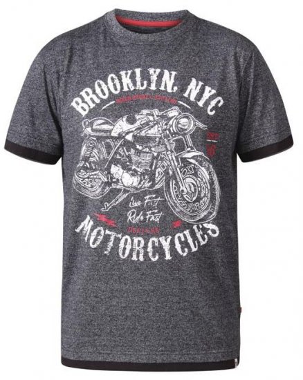 D555 Roman Brooklyn Motorcycles Crew Neck T-Shirt Black Twist - Тениски - мъжки тениски големи размери