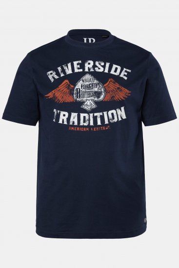 JP1880 T-Shirt Short Sleeve Chest Print Navy - Тениски - мъжки тениски големи размери
