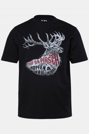 JP1880 T-Shirt Elk Print Black - Тениски - мъжки тениски големи размери