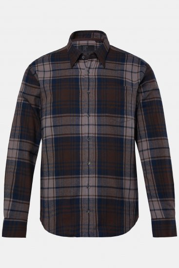 JP1880 Shirt Flannel Long Sleeve Dark Brown - Ризи - мъжки ризи големи размери