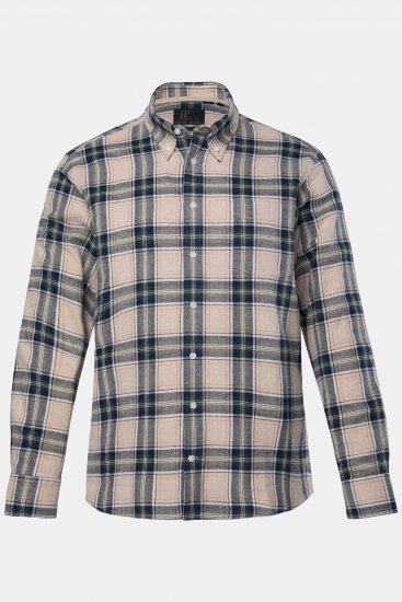 JP1880 Checked Flannel Shirt Long Sleeve Dark Dusty Pink - Ризи - мъжки ризи големи размери