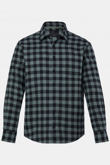 JP1880 Checked Flannel Shirt Long Sleeve Eucalyptus Green - Ризи - мъжки ризи големи размери