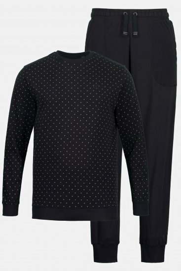 JP1880 Two-piece Pajama Belly Fit Long Sleeve Long Pants Black TALL - МЪЖКО ОБЛЕКЛО MT-6XLT - дрехи за високи мъже