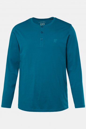 JP1880 Henley T-shirt Long Sleeve Blue - Тениски - мъжки тениски големи размери