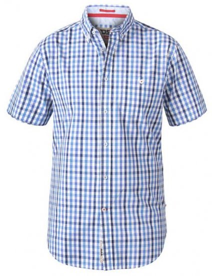 D555 Rowling Blue Gingham Short Sleeve Shirt - Ризи - мъжки ризи големи размери