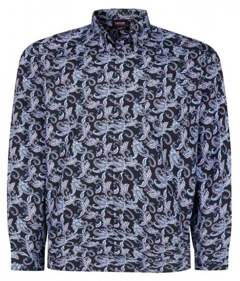 Espionage SH459 Paisley Риза с дълъг ръкав нейви/print - Ризи - мъжки ризи големи размери