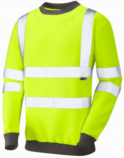 Leo Winkleigh Crew Neck Sweatshirt Hi-Vis Yellow - Работно облекло - мъжки работно облекло големи размери