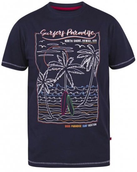 D555 Stewart Surfer'S Paradise Crew Neck T-Shirt Navy - Тениски - мъжки тениски големи размери