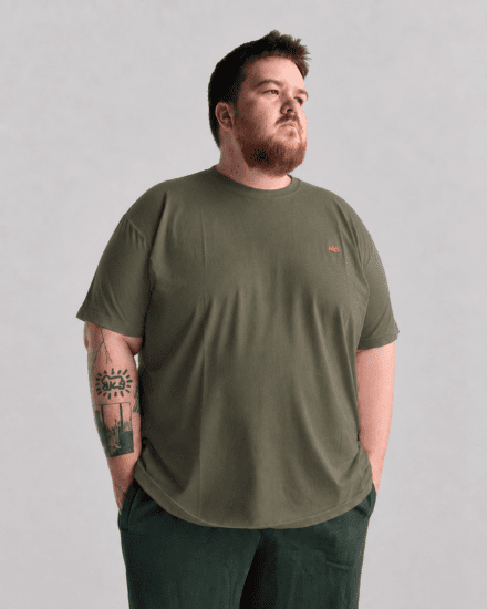 Motley Denim Stockholm T-shirt Dark Khaki - Тениски - мъжки тениски големи размери