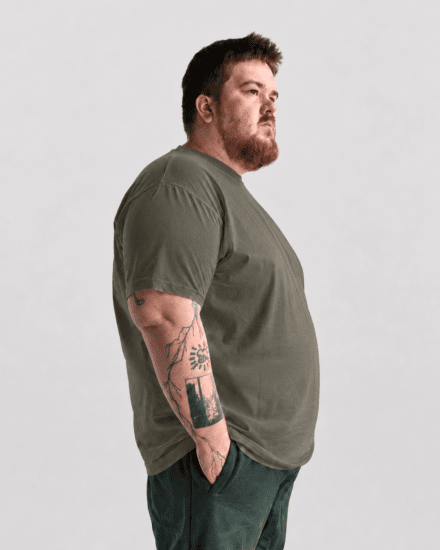 Motley Denim Stockholm T-shirt Dark Khaki - Тениски - мъжки тениски големи размери