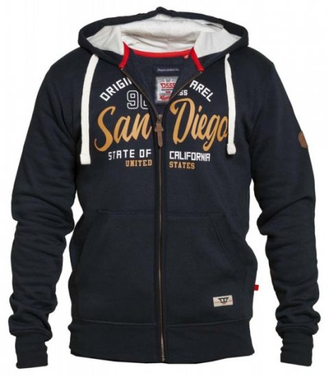 D555 Stockton Hoodie Navy - Суичъри & cуичъри с качулка - мъжки суичъри големи размери