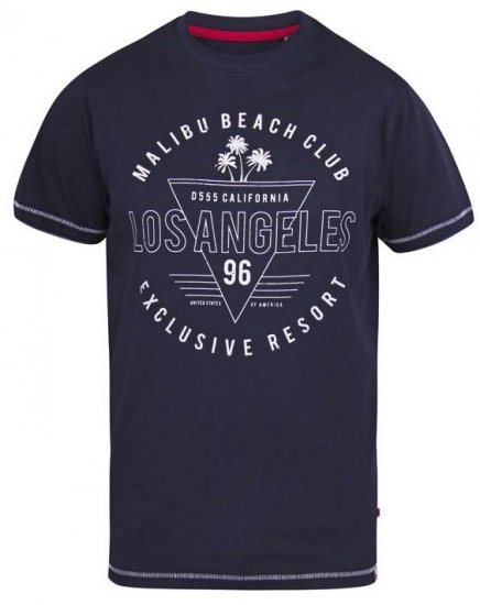D555 Stoke Los Angeles Beach Printed T-Shirt Navy - Тениски - мъжки тениски големи размери