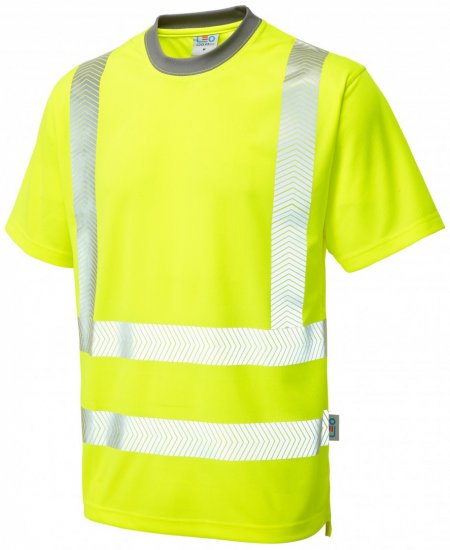 Leo Larkstone Coolviz Plus T-shirt Hi-Vis Yellow - Работно облекло - мъжки работно облекло големи размери