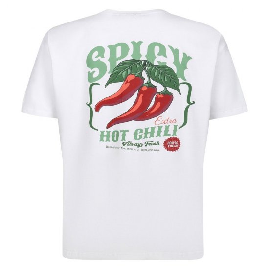 Espionage T457 Spicy Chilli Тениска с принт бяло - Тениски - мъжки тениски големи размери