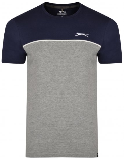 Slazenger Tarique T-shirt Navy/Grey - Тениски - мъжки тениски големи размери