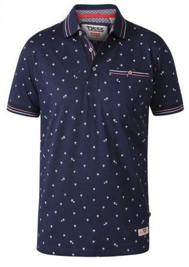 D555 Thames Polo With Chest Pocket Navy - Поло тениски - мъжки тениски с яка големи размери