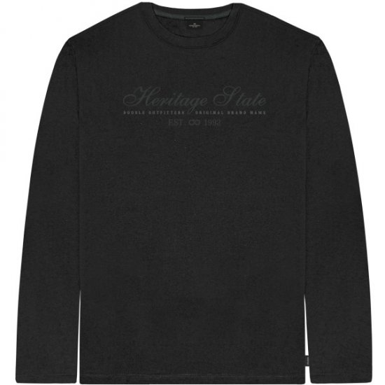 Double Outfitters TS-9171 Long Sleeve T-Shirt Embroidered Black - Тениски - мъжки тениски големи размери