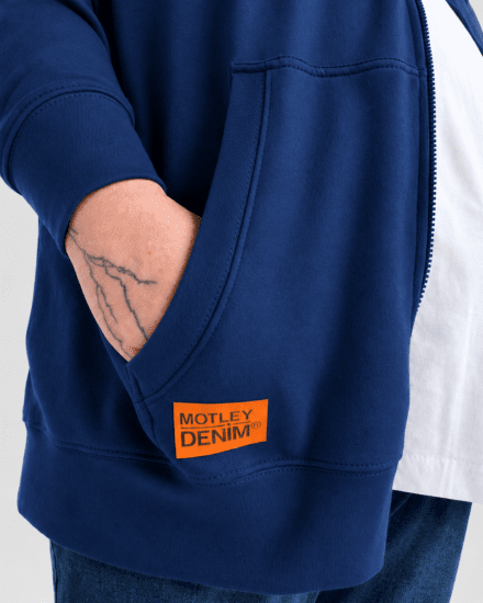 Motley Denim Copenhagen Hoodie Royal Blue - Суичъри & cуичъри с качулка - мъжки суичъри големи размери