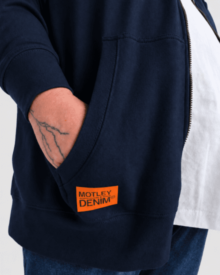 Motley Denim Copenhagen Hoodie Navy - Суичъри & cуичъри с качулка - мъжки суичъри големи размери