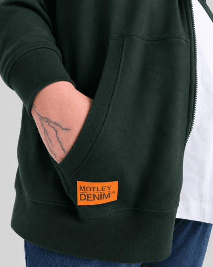 Motley Denim Copenhagen Hoodie Racing Green - Суичъри & cуичъри с качулка - мъжки суичъри големи размери