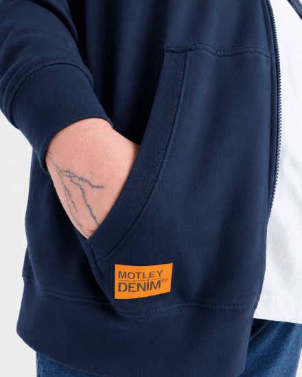 Motley Denim Copenhagen Hoodie Dark Indigo - Суичъри & cуичъри с качулка - мъжки суичъри големи размери