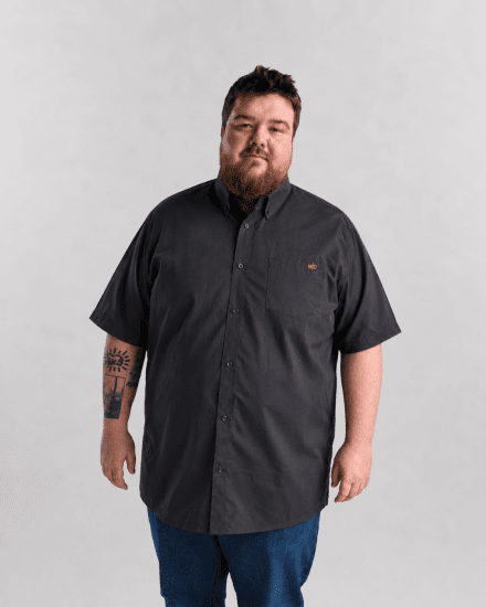 Motley Denim Zagreb Риза с къс ръкав Антрацит - Ризи - мъжки ризи големи размери