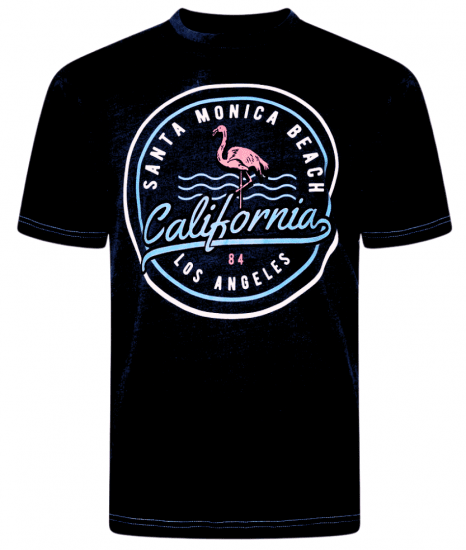 Kam Jeans 5707 Santa Monica Tee Black - Тениски - мъжки тениски големи размери