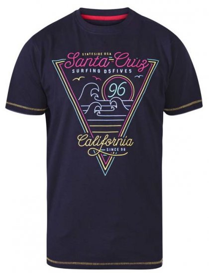 D555 Valley Santa Cruz Crew Neck Printed T-Shirt Black - Тениски - мъжки тениски големи размери